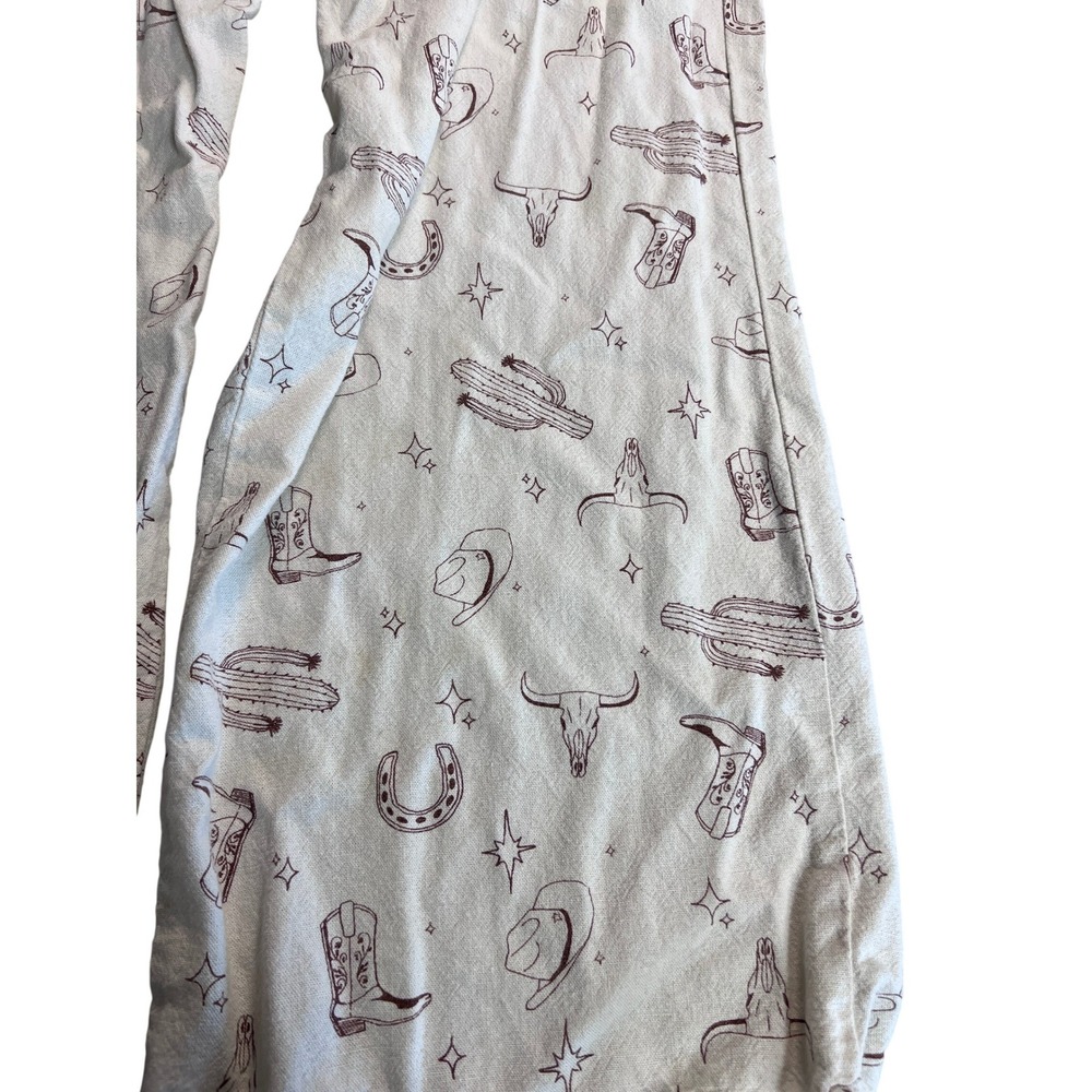 Cali1850 Western Print Twill Pants Women XL Cream Brown - Picture 2 of 6